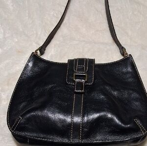 Fossil Black Leather Shoulder Bag with Hobo Silhouette